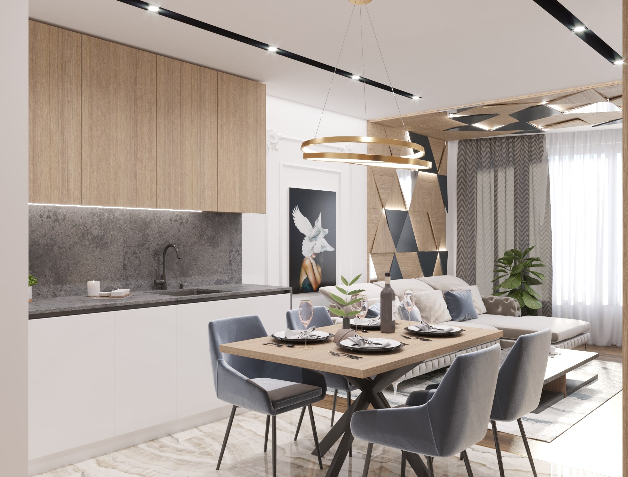 Апартамент А2106 | Всекидневна дизайн | Molt Design Group